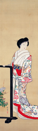 ： 北野恒富 舞妓 1929年頃 肉筆水彩画　紙本著色 美人画 浮世絵 北野恒富による浮世絵「Maiko」